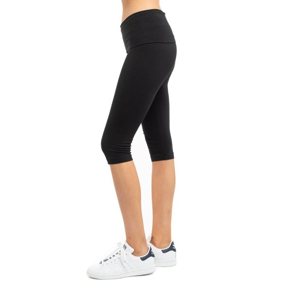 HARD TAIL FOREVER Roll Down Knee Leggings in Black - Picture 2 of 7